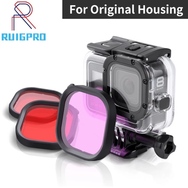 3-Pack Filters Kit Red Magenta Snorkel Lens Red Color Filter for GoPro HERO 8 Black Super Suit original Housing Case