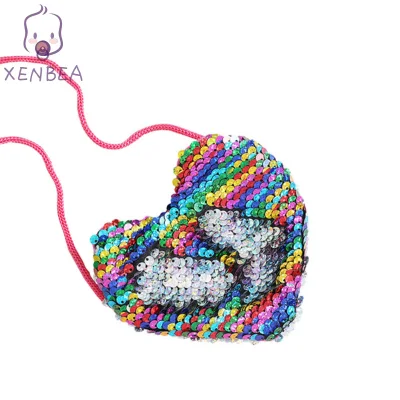 XENBEA Baby Kids Mini Cute Heart-shaped Sequins Coin Purse Crossbody Bag