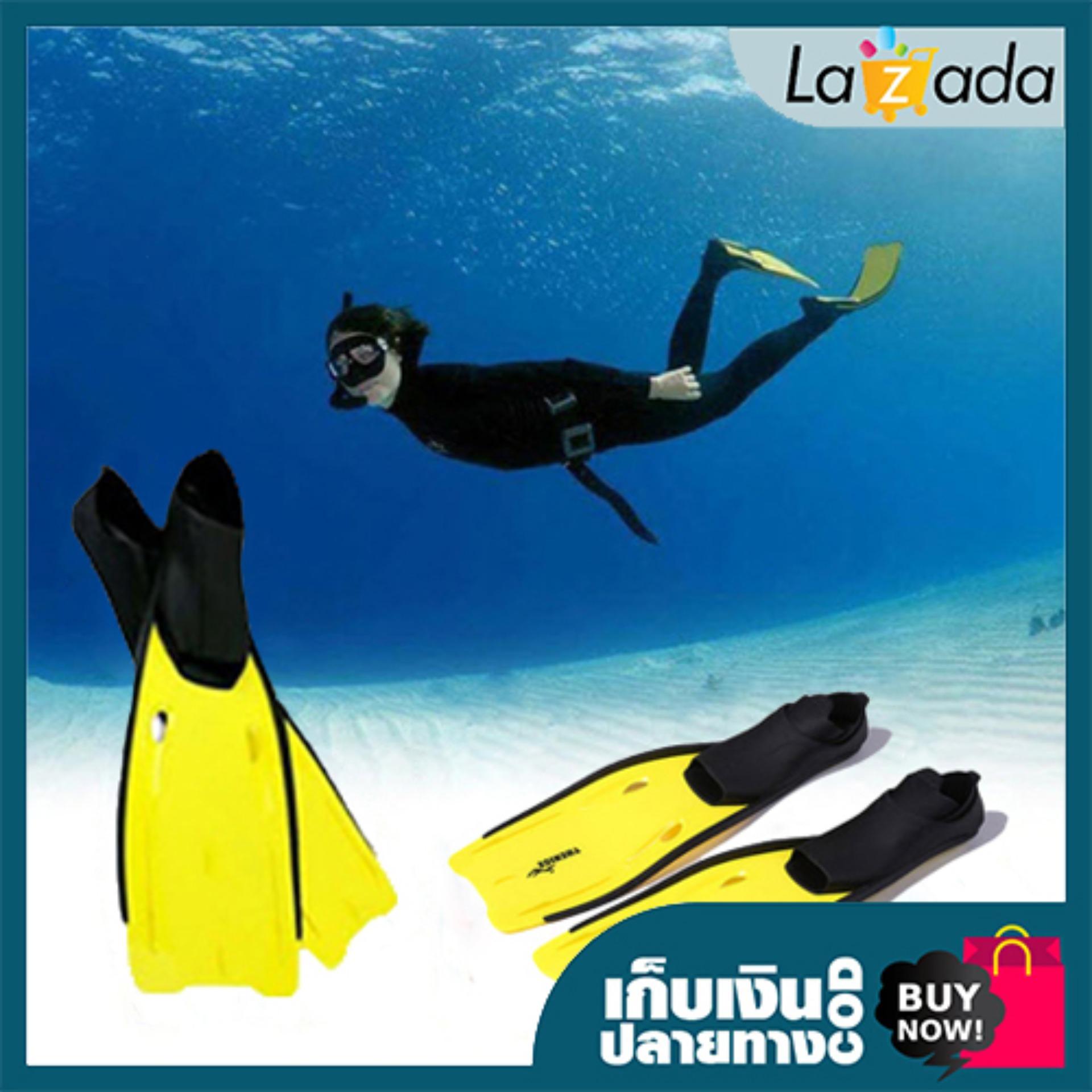 รองเท้าตีนกบ เท้ากบ THENICE สำหรับใส่ว่ายน้ำ ดำน้ำ สี เหลือง Size M / L / XL