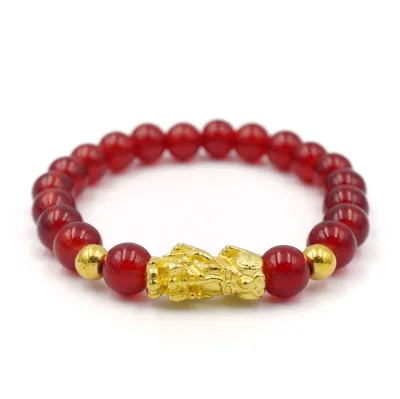 Pixiu Garnet Red Color Lucky Stone 7 mm.