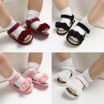Baby Infant Kid Girl Flat Shoes Soft Sole Crib Flower Sandals Shoes For Newborn