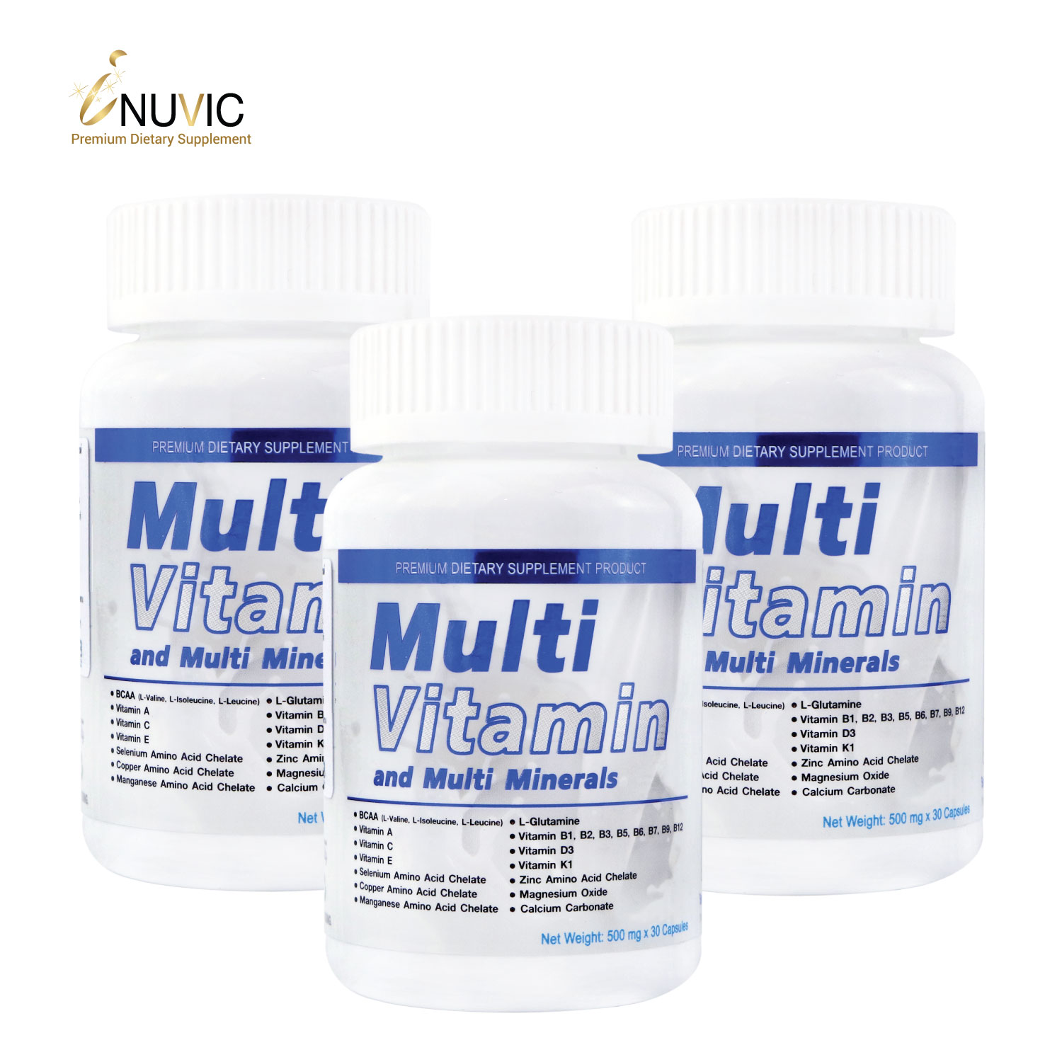 Multi Vitamin and Multi Minerals INUVIC x 3 ขวด อินูวิค วิตามินรวม และ แร่ธาตุรวม 24 ชนิด มัลติวิตามิน แอนด์ มัลติมิเนอรัล  Multivitamin and Multiminerals