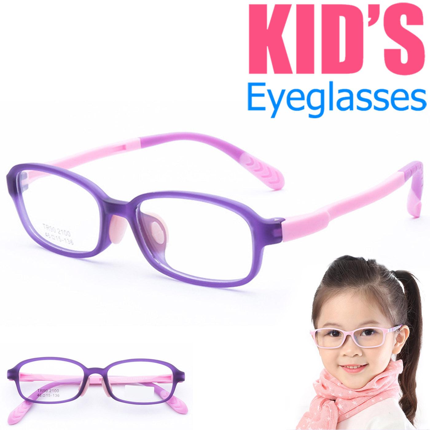 แว่นตาเกาหลีเด็ก Fashion Korea Children แว่นตาเด็ก รุ่น 2100 C-2 สีม่วง กรอบแว่นตาเด็ก Square ทรงสี่เหลี่ยม Eyeglass baby frame ( สำหรับตัดเลนส์ ) วัสดุ TR-90 เบาและยืดหยุนได้สูง ขาข้อต่อ Kid eyewear Glasses