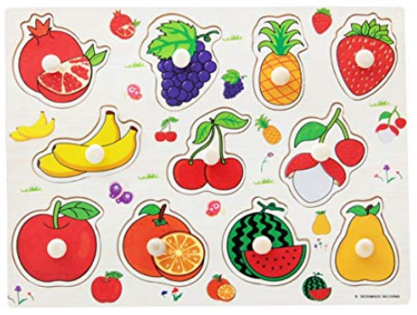 จิ๊กซอร์ไม้บอร์ดเด็กของเล่นเด็กการเรียนภาษาอังกฤษขั้นพื้นฐานสำหรับเด็ก     Wooden Peg Puzzle Boards Kids Toy, Basic English Learning for Children สี ผลไม้ (Fruits) สี ผลไม้ (Fruits)