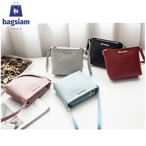 bagsiamshop(BA677) -L2กระเป๋าสะพายข้างทรงสวยเรียบง่ายสีสวยน่ารัก