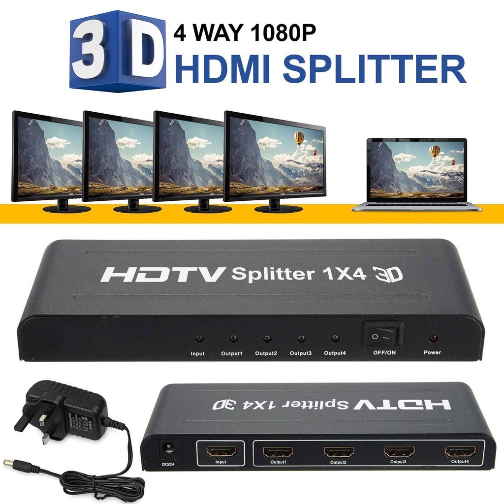 HDMI splitterเข้า1ออก4จอFULL HD 3D 1080pเวอร์ชั่น1.4adapter power