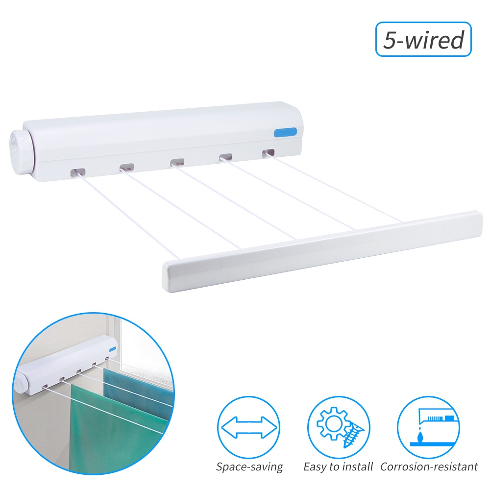 Clothes Line Drying Racks Retractable Laundry Clothesline Wall Hanging ...