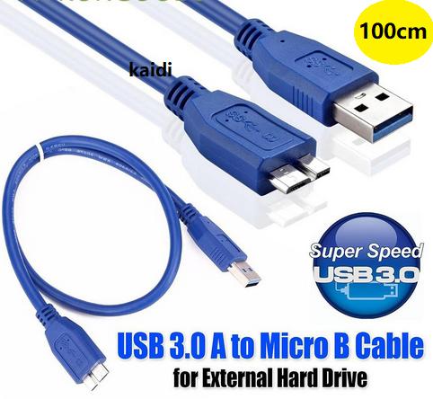 สายต่อ Super High Speed USB 3.0 A to Micro B Male to Male ความยาว 100 ซม. สำหรับเอ็กซ์เทอร์นอล สำหรับ ฮาร์ดไดรฟ์ External Harddisk ฮับ SSD WD Passport Ultra Meta Elements Seagate Backup Plus Expansion Samsung M3 Portable ADATA (สีฟ้า)