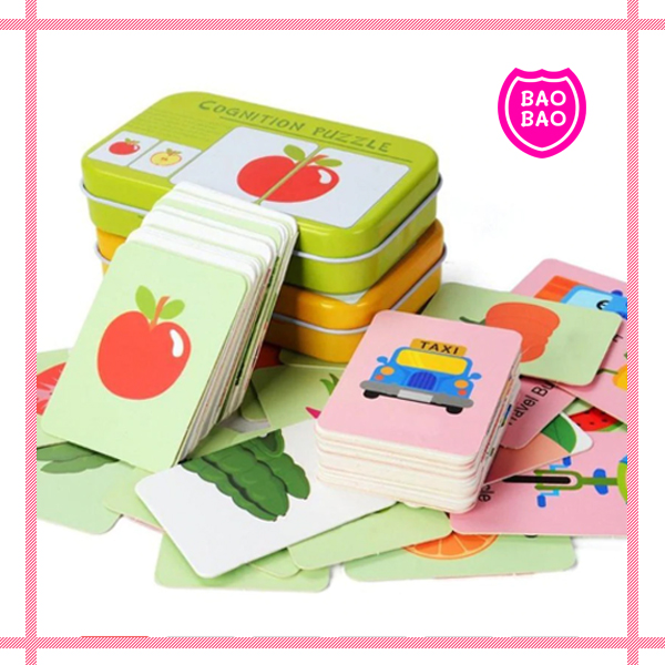 BAOBAOBABYSHOP - flash card เสริมสร้างทักษะ พัฒนาการเรียนรู้ ของเล่นเสริมพัฒนาการ ของเล่นเด็ก กล่องเหล็ก