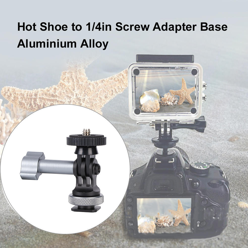 Hot Shoe to 1/4IN Screw Adapter Base 180 Degree Movement Expansion