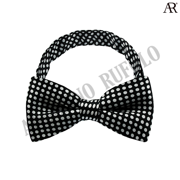 ANGELINO RUFOLO Bow Tie ผ้าไหมพิมพ์ลายคุณภาพเยี่ยม โบว์หูกระต่ายผู้ชาย ดีไซน์ Dot Pattern สีดำ-ขาว/สีดำ-ชมพู/สีขาว-น้ำตาล