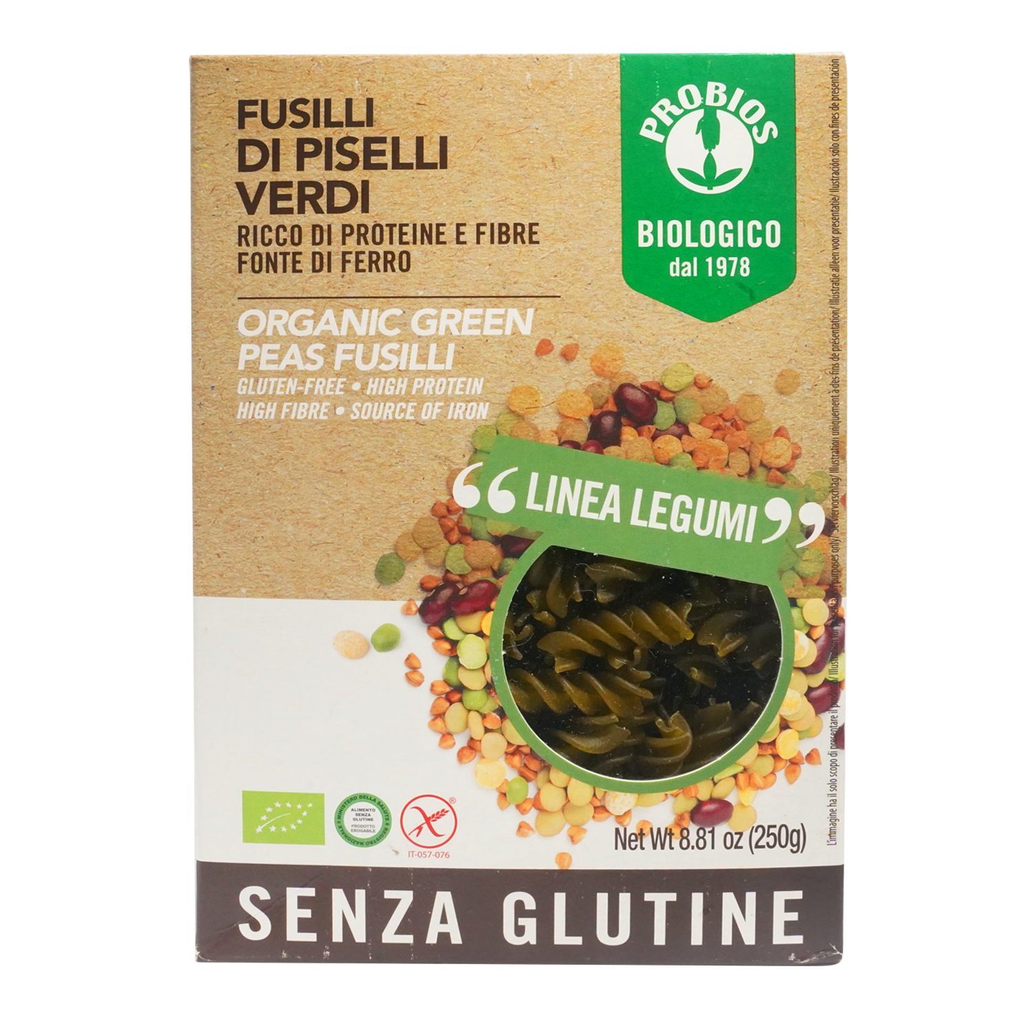 Natural Efe | Probios - Organic Green Peas Fusilli | ฟูซีลี ถั่วลันเตา ออแกร์นิค 250g
