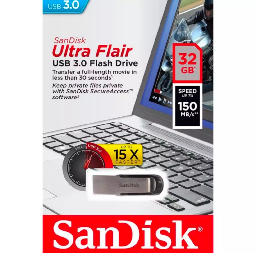 #dennise mall แฟลซไดร์ฟ SanDisk รุ่น Ultra Flair USB 3.0 Flash Drives 32GB 64GB 128GB ( พร้อมส่ง )