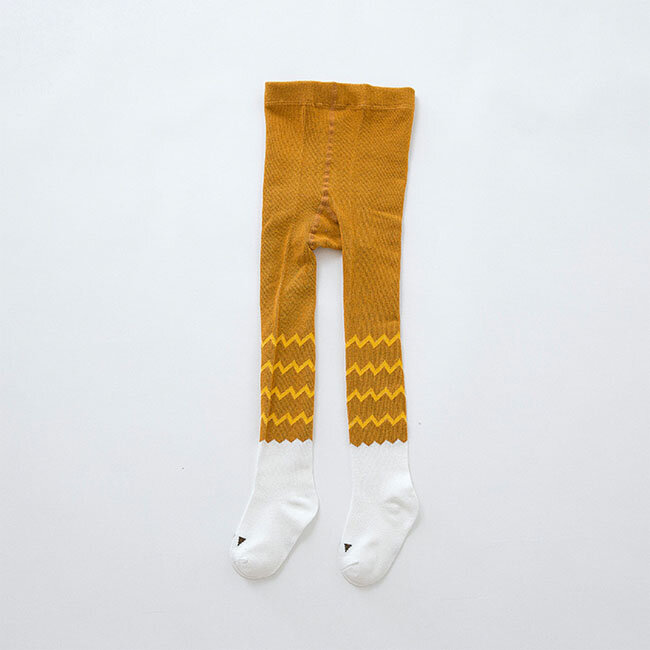กางเกงเลกกิ้งลองจอน ถุงเท้า สีเหลือง ลายคลื่น