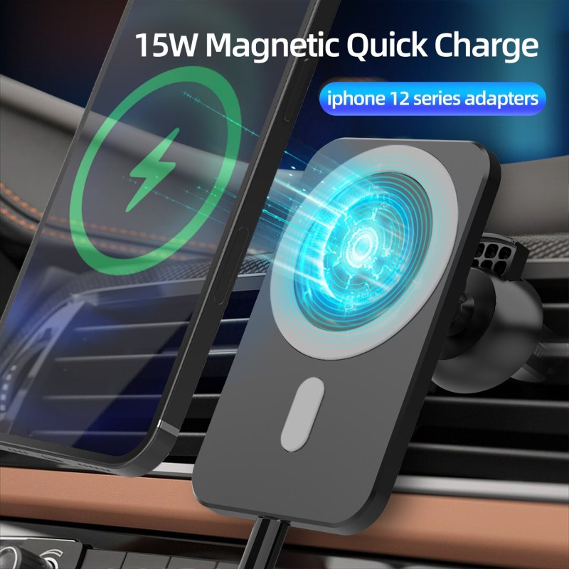 15w magnético sem fio carregador de carro montar para iphone 12mini 12 pro max magsafing carregamento rápido sem fio carregador do telefone carro titular