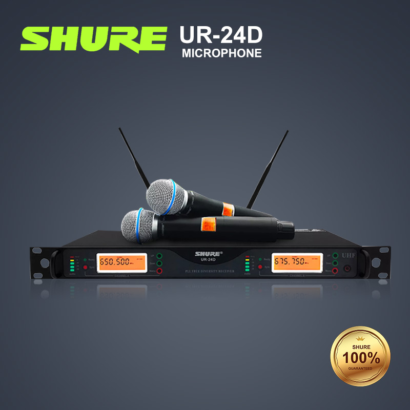SHURE Wireless microphone system dual-use large mobile SHURE UR24D Dual Channel for show on stage ไมค์ลอยคู่ SHURE UR4D wireless microphone UHF ไมค์โครโฟนไร้สาย4เสาอากาศยอดนิยม UHF ไมค์ร้องเพลงเสียงดี
