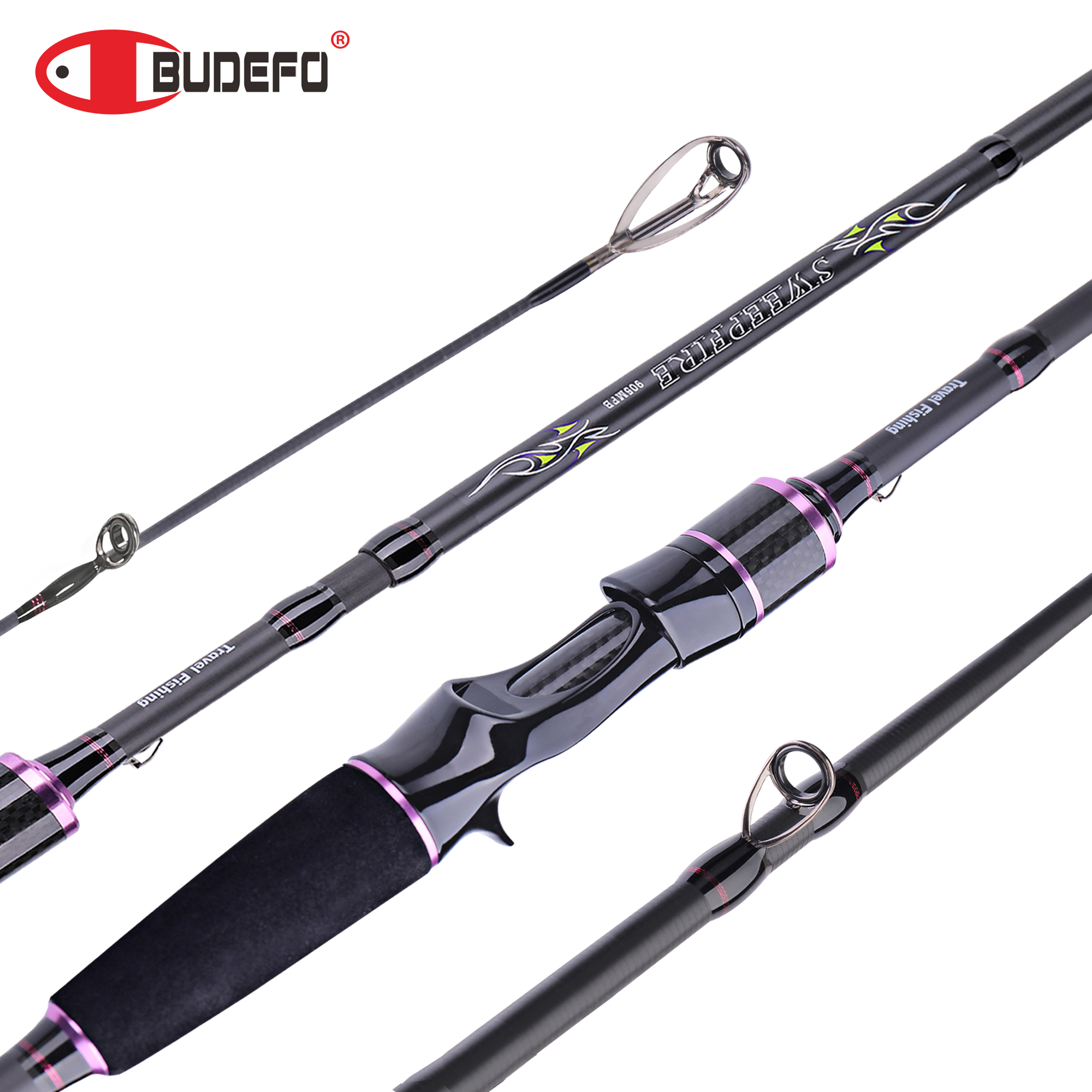 BUDEFO SWEEPFIRE Carbon Spinning Casting Fishing Rod 1.65m 1.95m