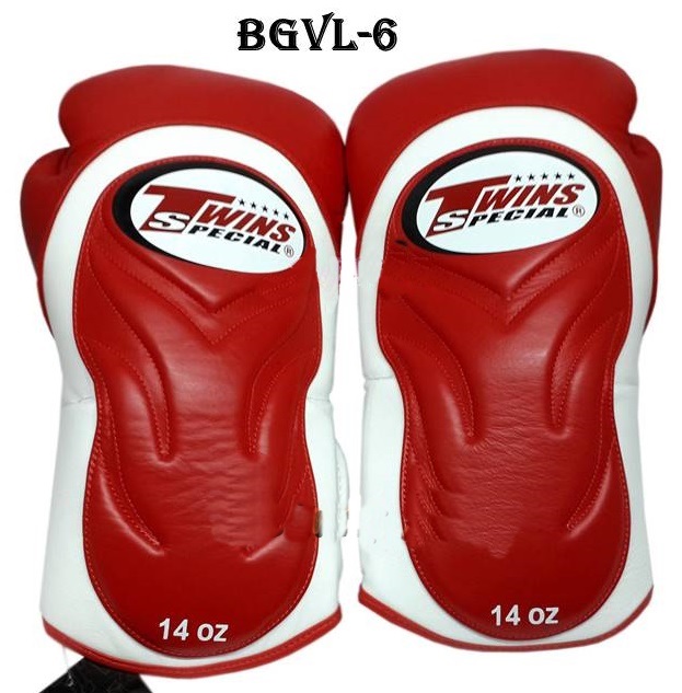 Twins special Boxing Gloves BGVL-6 Red-White 8,10,12,14,16 oz Muay Thai Sparring MMA K1 Genuine leather นวมซ้อมชกทวินส์ สเปเชี่ยล สีแดง- คาดขาว หนังแท้ 100%