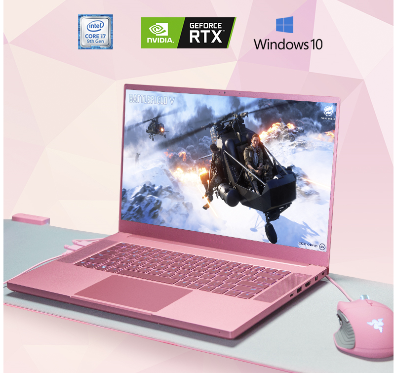 RazerBlade 15 Standard Edition pink crystal light and thin portable gaming laptop Intel 9th generation i7 six-core processor RTX2060 alone 144Hz gaming laptop