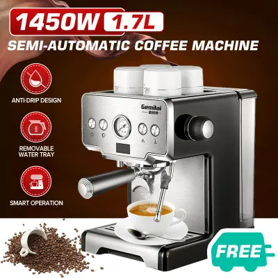 Gemilai CRM3605 Coffee Machine Stainless Steel Home Coffee Machine 15 Bar Semi-Automatic Commercial Italian Coffee