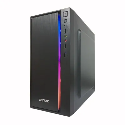 VENUZ micro ATX Computer Case VC 3406 with RGB LED Lighting - Black