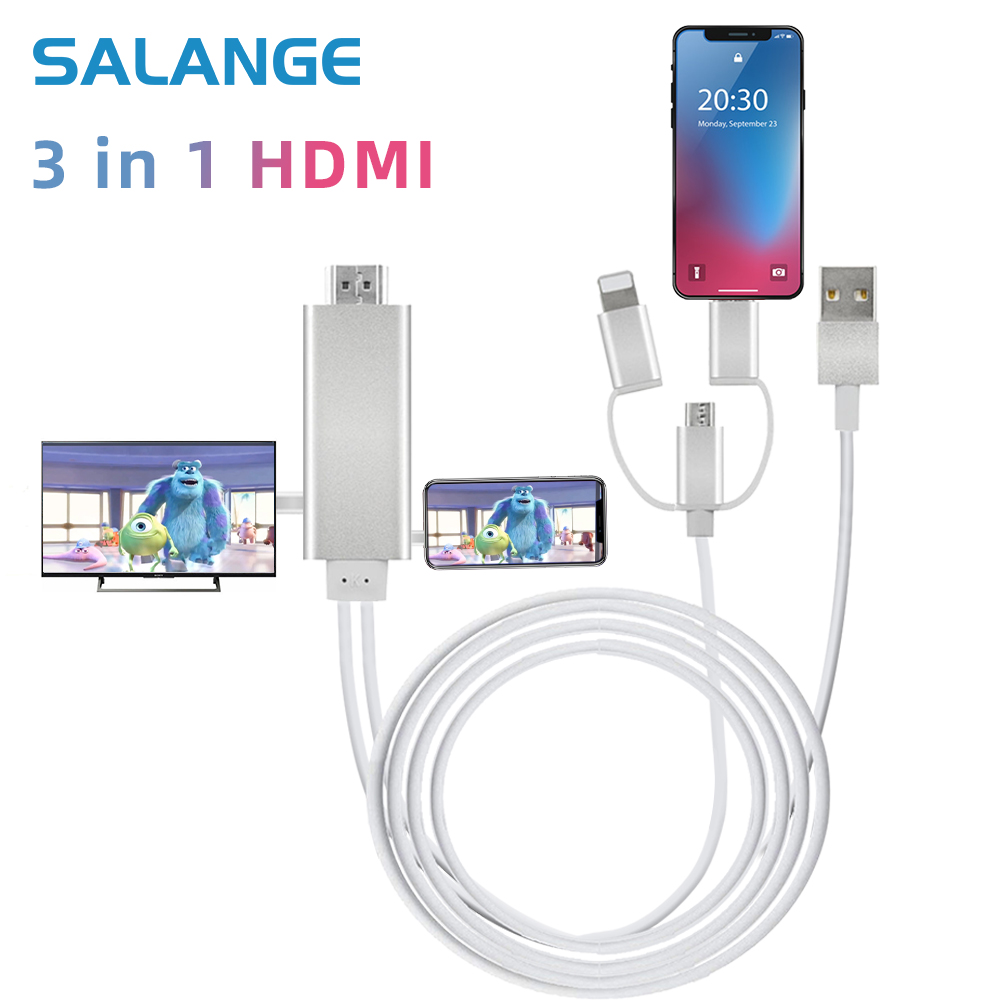 3 in 1 MHL Cable for iPhone for Samsung Phone to