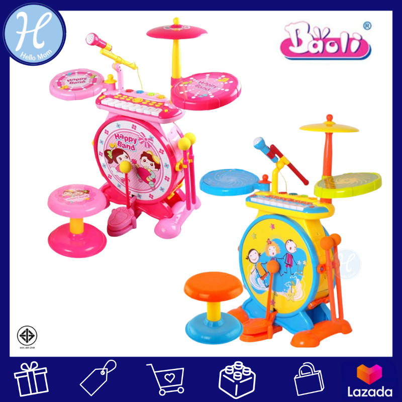 Baoli (แบรนด์แท้) กลองเปียโน 2 in 1 Drum with Keybord ของเล่นเสริมสร้างจินตนาการ สีสันสดใส กลองใหญ่ เปียโนเด็ก ของเล่นดนตรี เครื่องดนตรี ของเล่นเด็ก