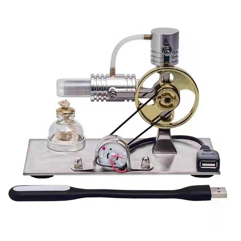 LShape Stirling Engine Model with USB Connector and Night Light