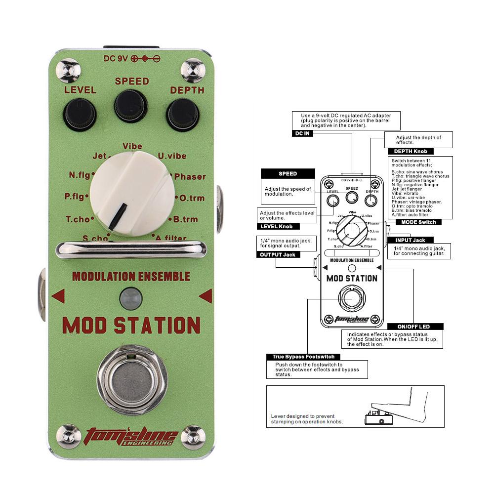 [ammoon]quà bí mật Aroma AMS-3 Mod Station Modulation Ensemble Electric Guitar Effect Pedal Mini Single Effect with True Bypass