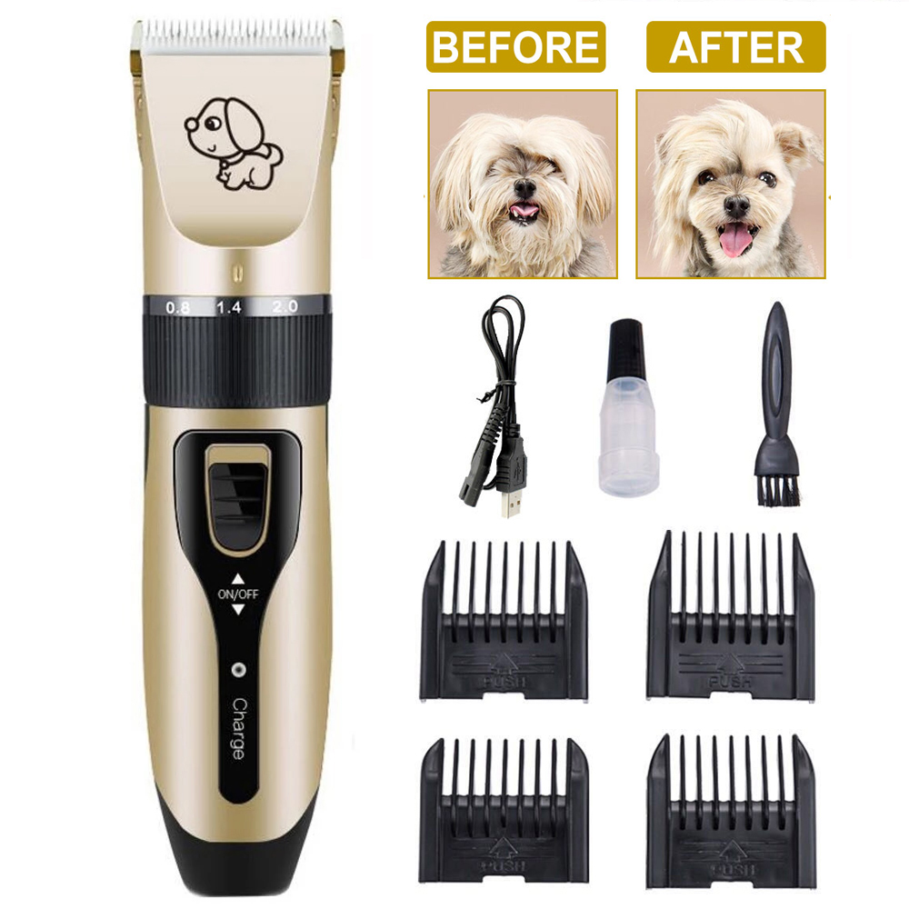 กรรไกรตัดผม ปัตเลี่ยนตัดขนสุนัข ไร้สาย ใบมีดแสตนเลสผส Animal Pet Cat Dog Hair Trimmer Electric Clipper Professional Grooming Kit