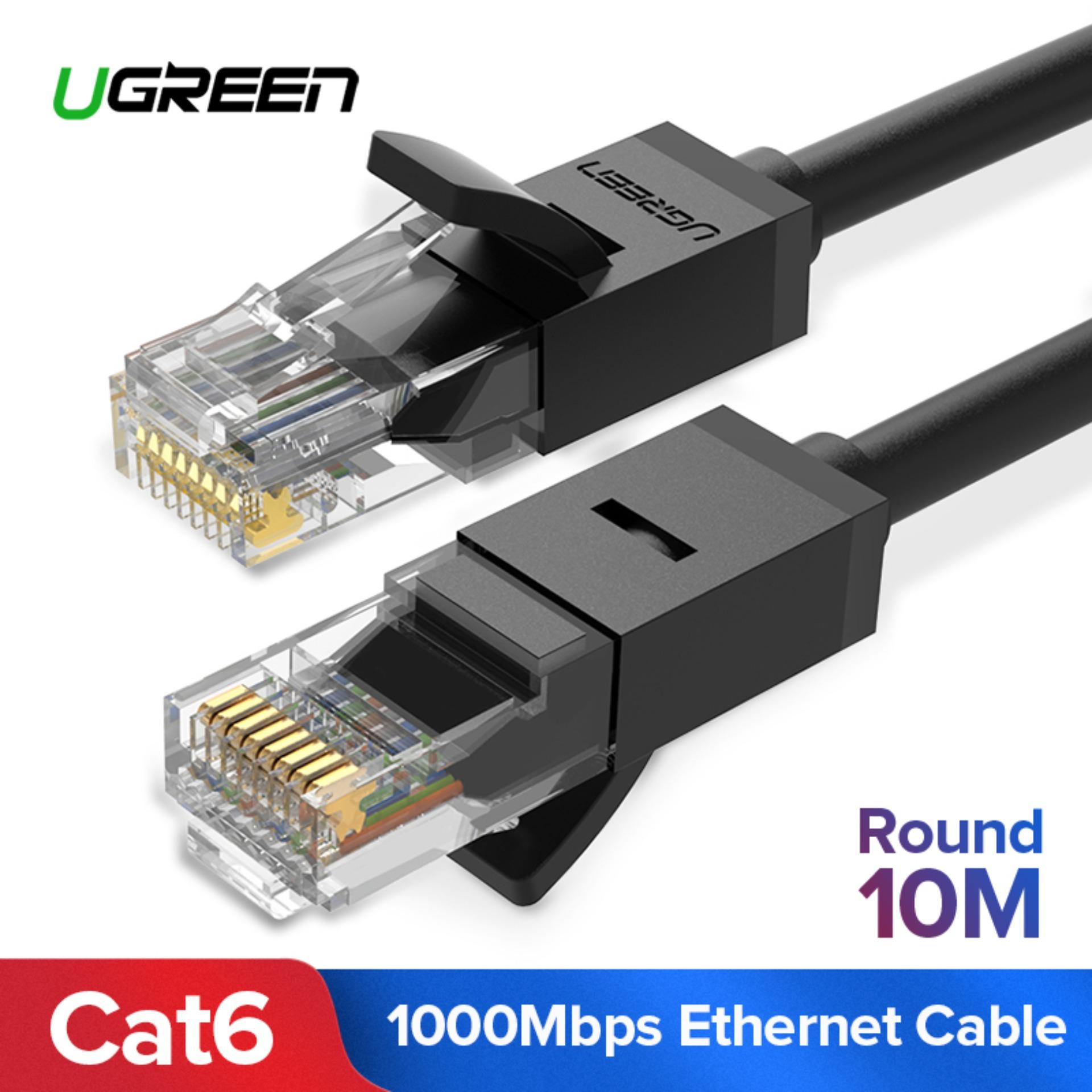 UGREEN สายแลน Cat6 LAN Cable 10Meter Cat6 Ethernet Patch Cable Gigabit RJ45 Network Wire Lan Cable Plug Connector for Mac Computer PC Router Modem Printer XBOX PS4 PS3 PSP (Black)