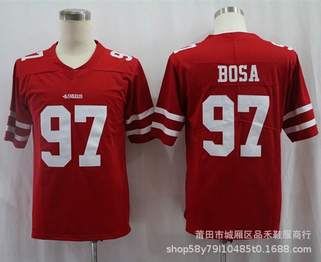 卐 NFL San Francisco 49ers 97 BOSA Red White Black Football Jersey