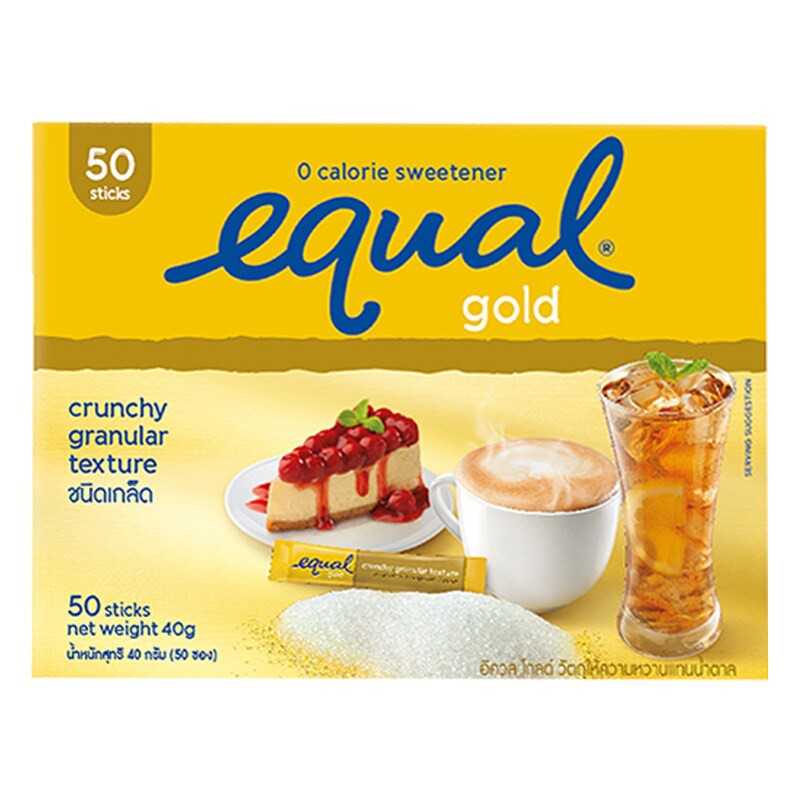 Equal Gold 50 Sticks [1 กล่อง] อิควลโกลด์ 50ซอง 40กรัม อิควล โกลด์ ผลิตภัณฑ์ให้ความหวานแทนน้ำตาล แบบถุง สารให้ความหวานแทนน้ำตาล