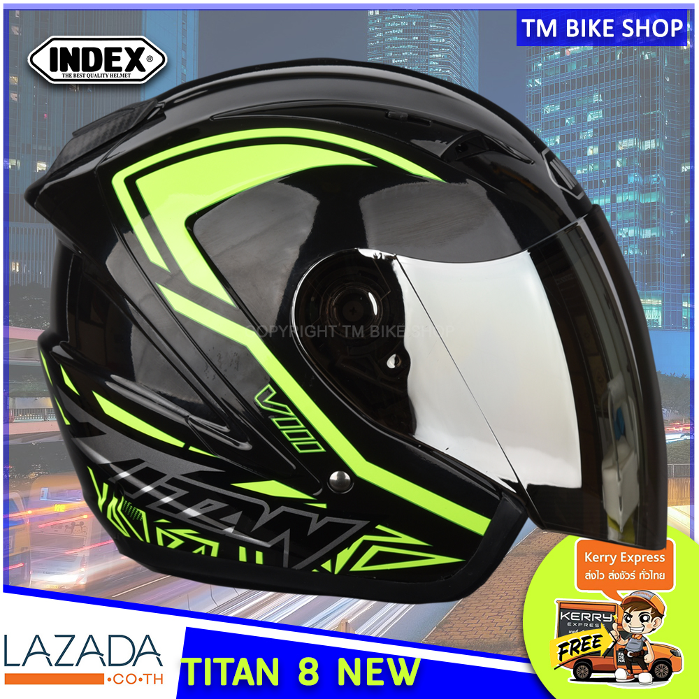 Index หมวกกันน็อค รุ่น Titan 8 NEW รุ่นใหม่ล่าสุด (สีดำเขียว)