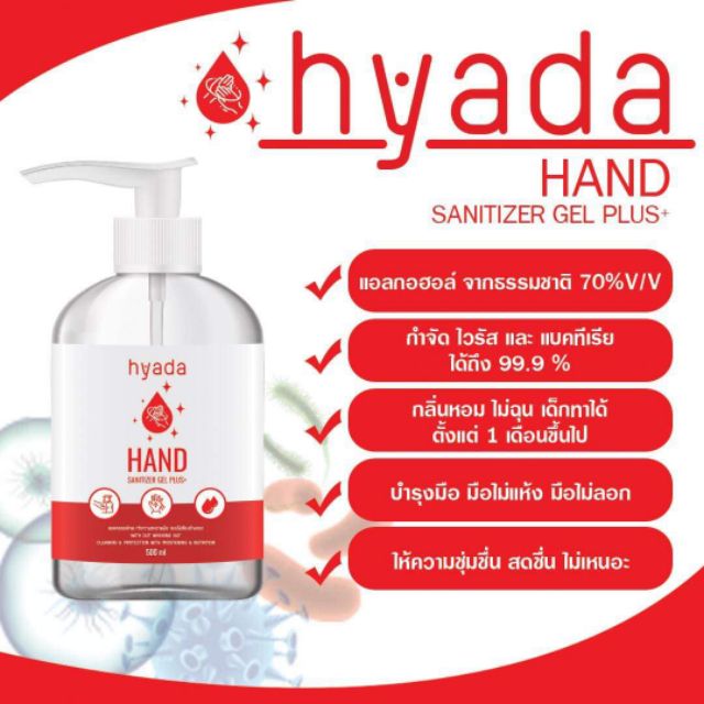 เจลล้างมืออนามัย HYADA พร้อมส่ง มีแอลกอฮอล์ 76.4%