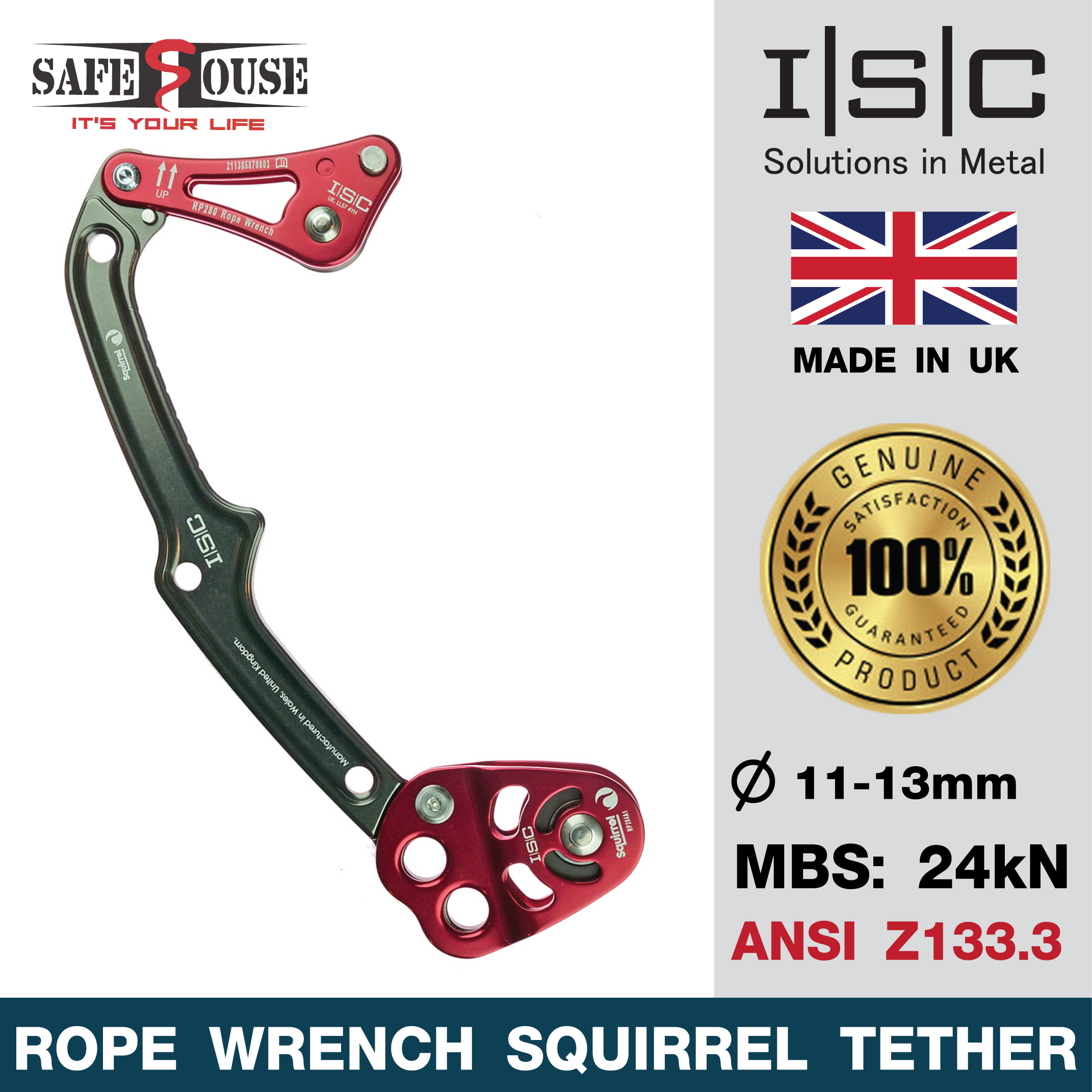 อุปกรณ์จับเชือก อุปกรณ์จับเชือกขึ้นลงต้นไม้ รุ่น Rope Wrench Squirrel Tether แบรนด์ ISC