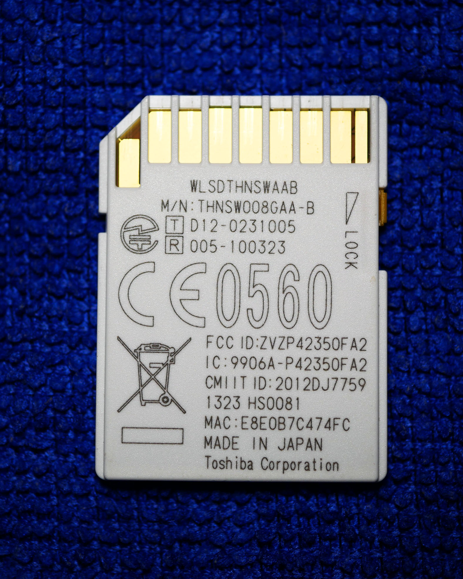 TOSHIBA W-02 Class10 Card Toshiba SD WIFI 8GB FlashAir