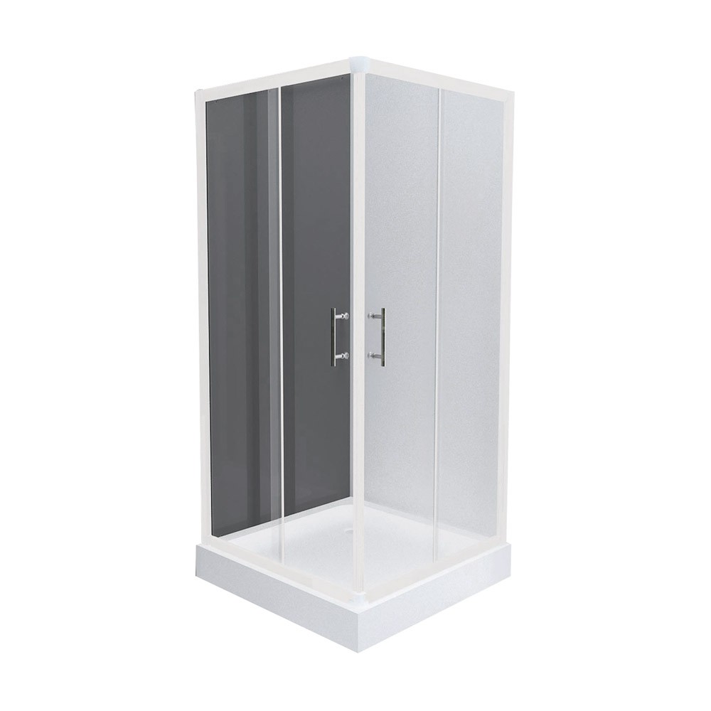 BD-SQU002GWH ตู้อาบน้ำกระจกเปิดมุม สีขาว
