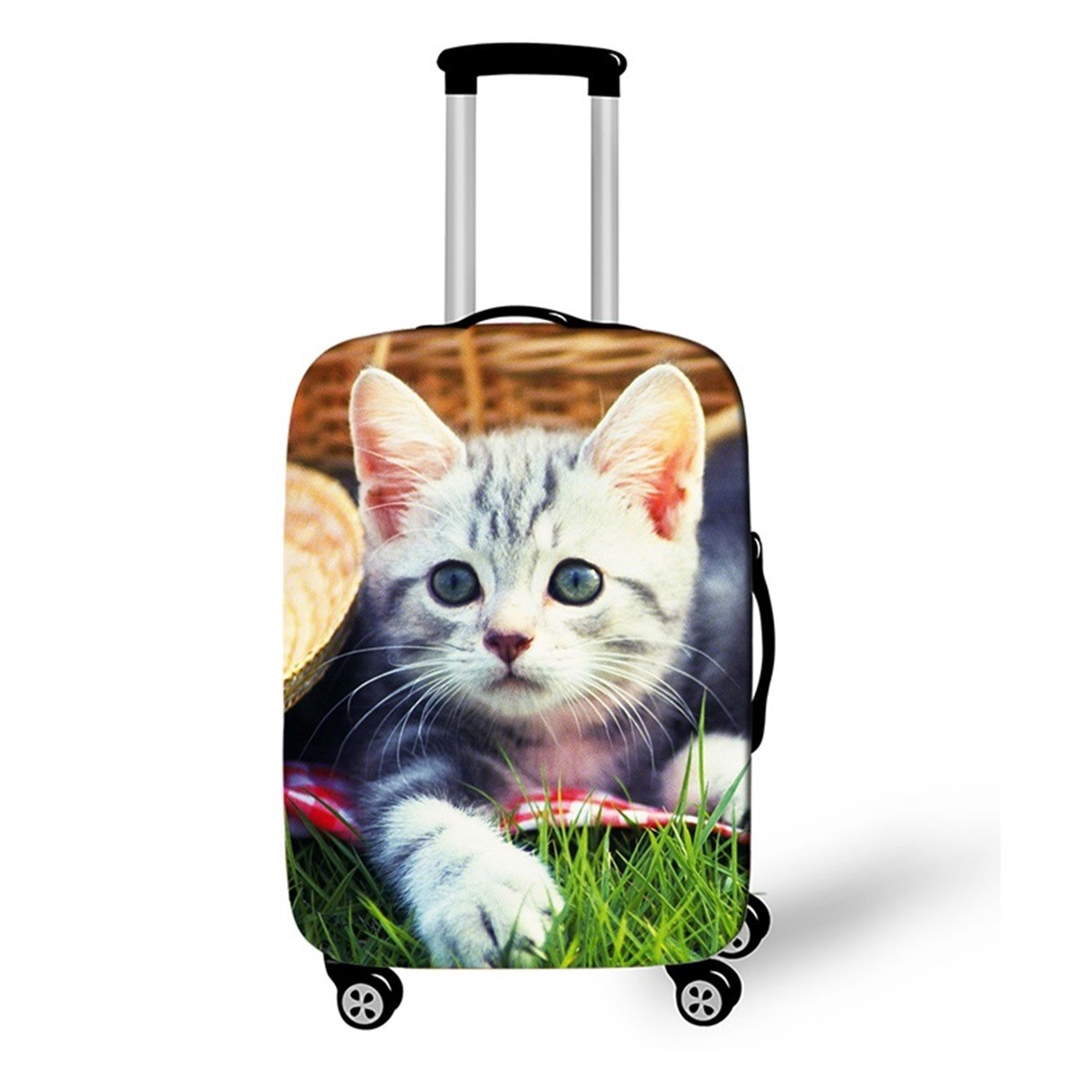 OCTTO[แมวตะกร้า] ผ้าคลุมกระเป๋าเดินทาง ผ้ายืดคลุมกระเป๋าเดินทาง ผ้าสเปนเด็ก ผ้าคลุมกระเป๋าเดินทางล้อลาก Luggage Cover