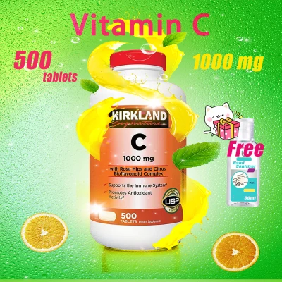 Kirkland Vitamin C 1000 mg จำนวน EXP.03/24 500 Tablets C with Rose Hips and Citrus Bioflavonoid Complex 1000 mg