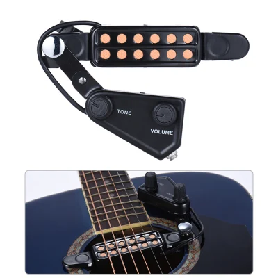 กีตาร์อะคูสติก 12 หลุม Sound Hole Pickup Magnetic Transducer พร้อม Tone Volume Controller สายสัญญาณเสียงกีตาร์อะไหล่ & อุปกรณ์เสริม 12-hole Sound Hole Pickup Magnetic Transducer with Tone Volume Controller Audio Cable for Acoustic Guitar