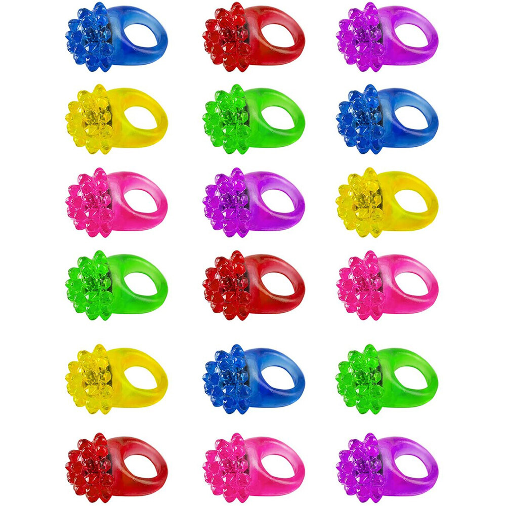 รุ่น WEIJI ของเล่นเด็กของเล่นนิ้วมือที่มีสีสันสำหรับงานปาร์ตี้ Bumpy แหวนวุ้นของเล่น Light-Up กระพริบหลอดไฟวงแหวนแหวนเรืองแสง
