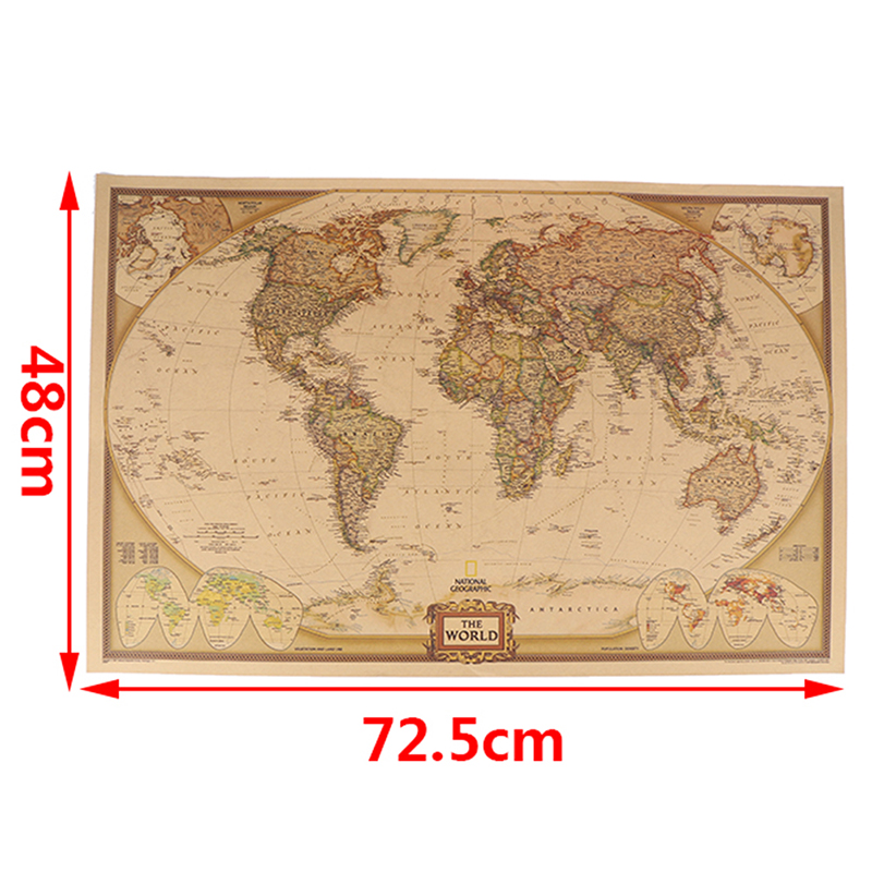 tantuoye MWJ World Map Vintage Matte Paper Kraft Antique Poster Wall ...