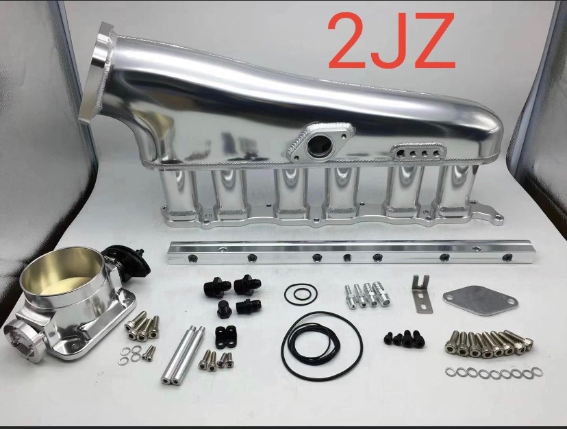 RACING Billet Intake Manifold For Supra 2JZ 2JZ-GTE Engine Intake Manifold Kits With 90MM THROTTLE BODY 6 Injector