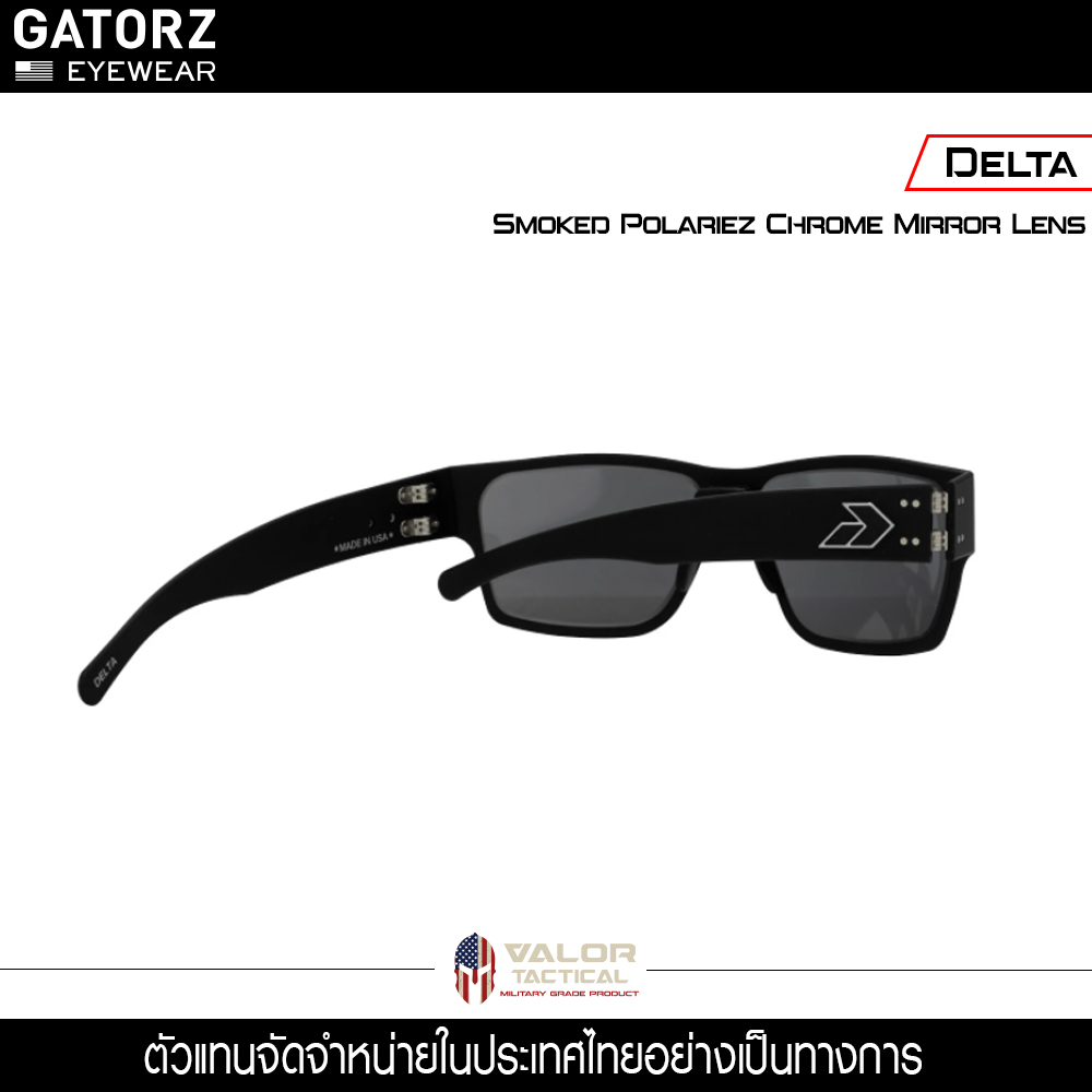 แว่นตา Gatorz  รุ่น Delta Matte Black Smoked Polarized chrome mirror แว่นกันสะเก็ด สำหรับยิงปืน ออกกำลังกาย แฟชั่น