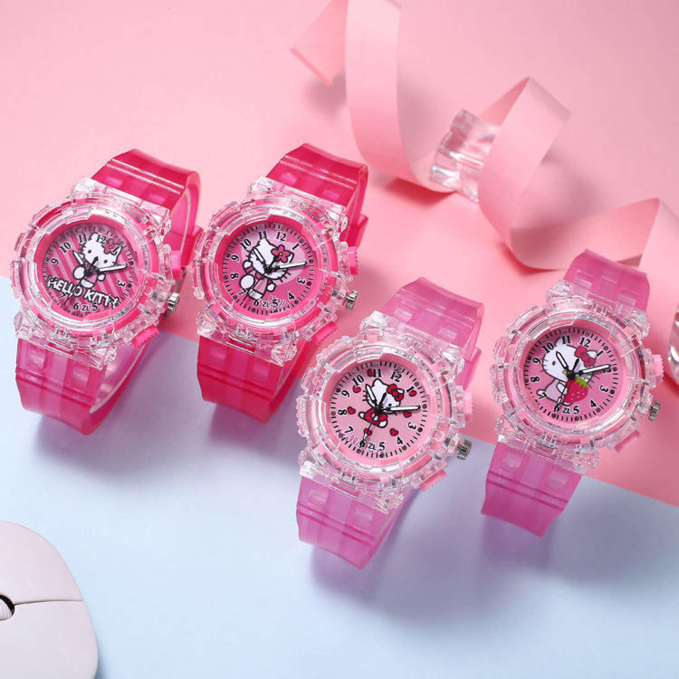 นาฬิกาข้อมือ เด็ก Hello Kittyสีสันสดใส เรืองแสง นาฬิกาเด็กนักเรียนหญิง Kids Watch Girls