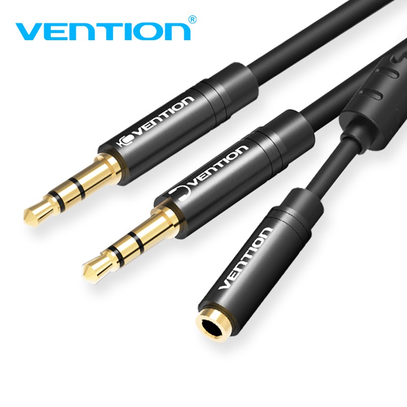 (สายแปลงสัญญาณเสียง)  Vention 2X3.5mm Male to 4 Pole 3.5mm Female Audio Cable สินค้ารับประกันศูนย์ในไทย