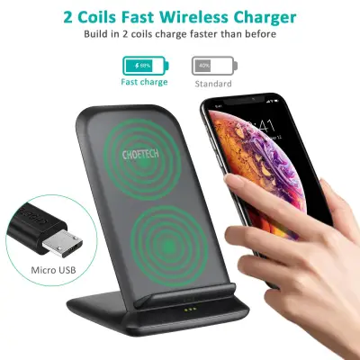 CHOETECH 15W Qi Wireless Charger Stand for iPhone 11 Pro X XS 8 Fast Wireless Charging Station for Samsung S10 S9 Phone Charger