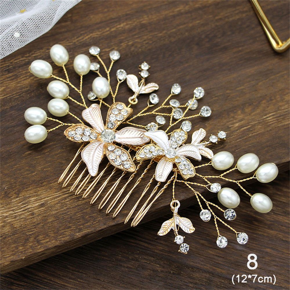 SERENE Đẹp Trang sức cài tóc cô dâu Lãng mạn Lễ cưới Lá Tiara Lược cài tóc Kẹp cô dâu Ghim cài tóc hoa