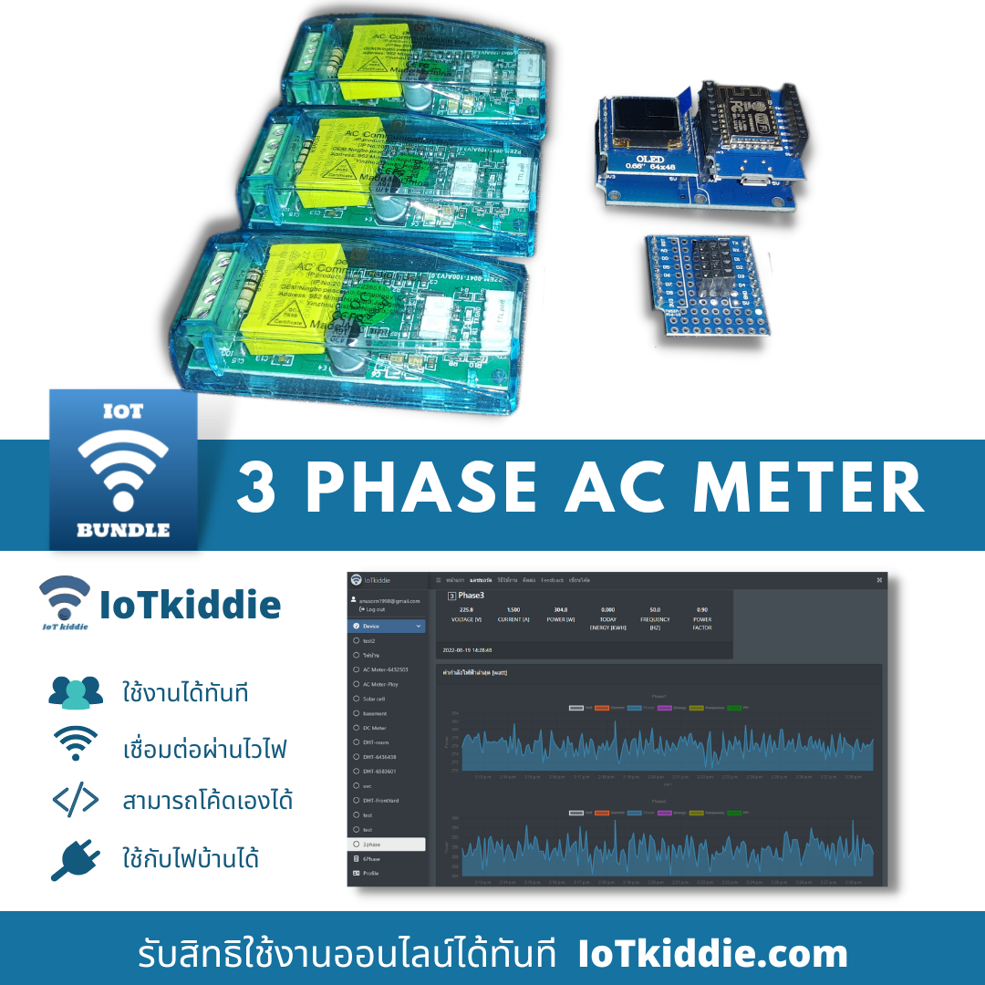 ชุด3เฟส วัดไฟฟ้ากระแสสลับ 3 เฟส Ac power meter kit 3 Phase, Digital